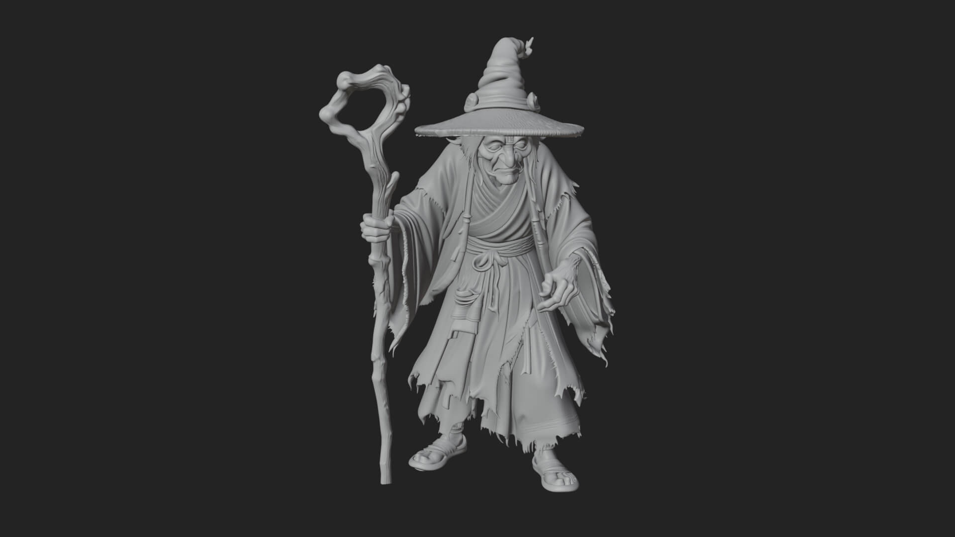 Hunched Hag Sorcerer Statue Design 10 3D Print Model 3D Model