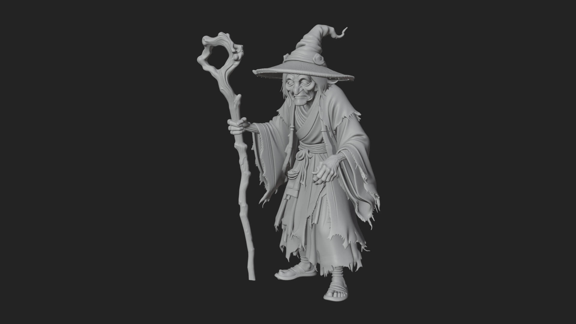 Hunched Hag Sorcerer Statue Design 10 3D Print Model 3D Model