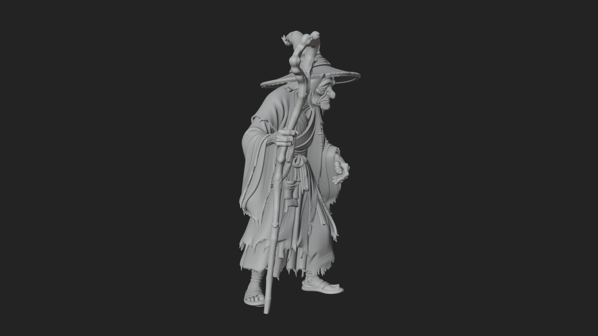 Hunched Hag Sorcerer Statue Design 10 3D Print Model 3D Model