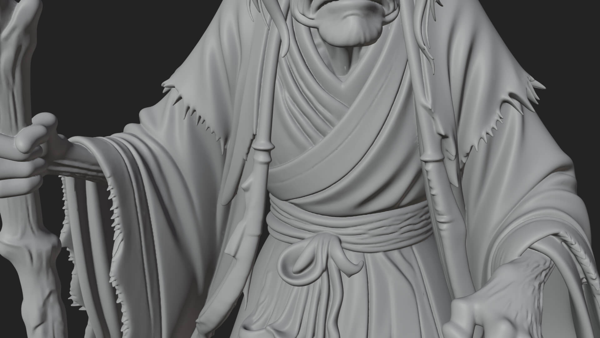 Hunched Hag Sorcerer Statue Design 10 3D Print Model 3D Model
