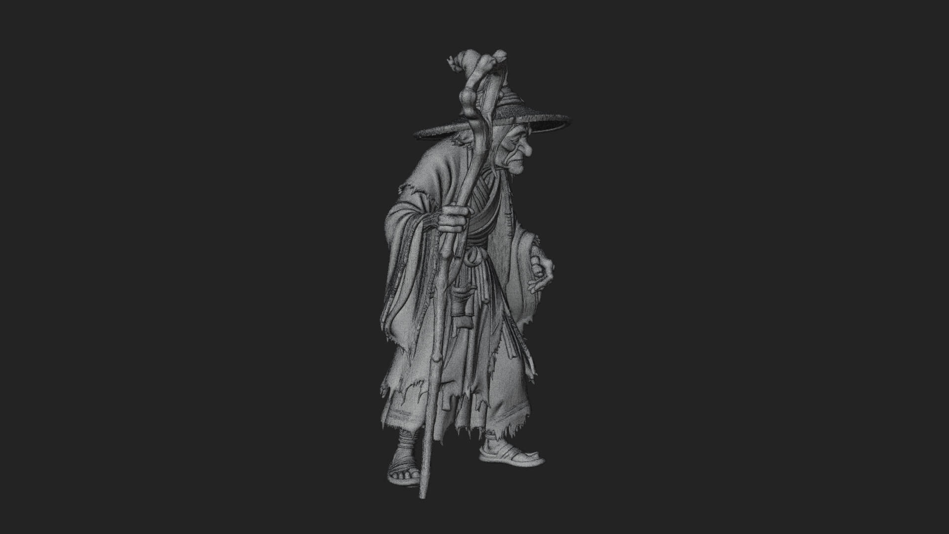 Hunched Hag Sorcerer Statue Design 10 3D Print Model 3D Model