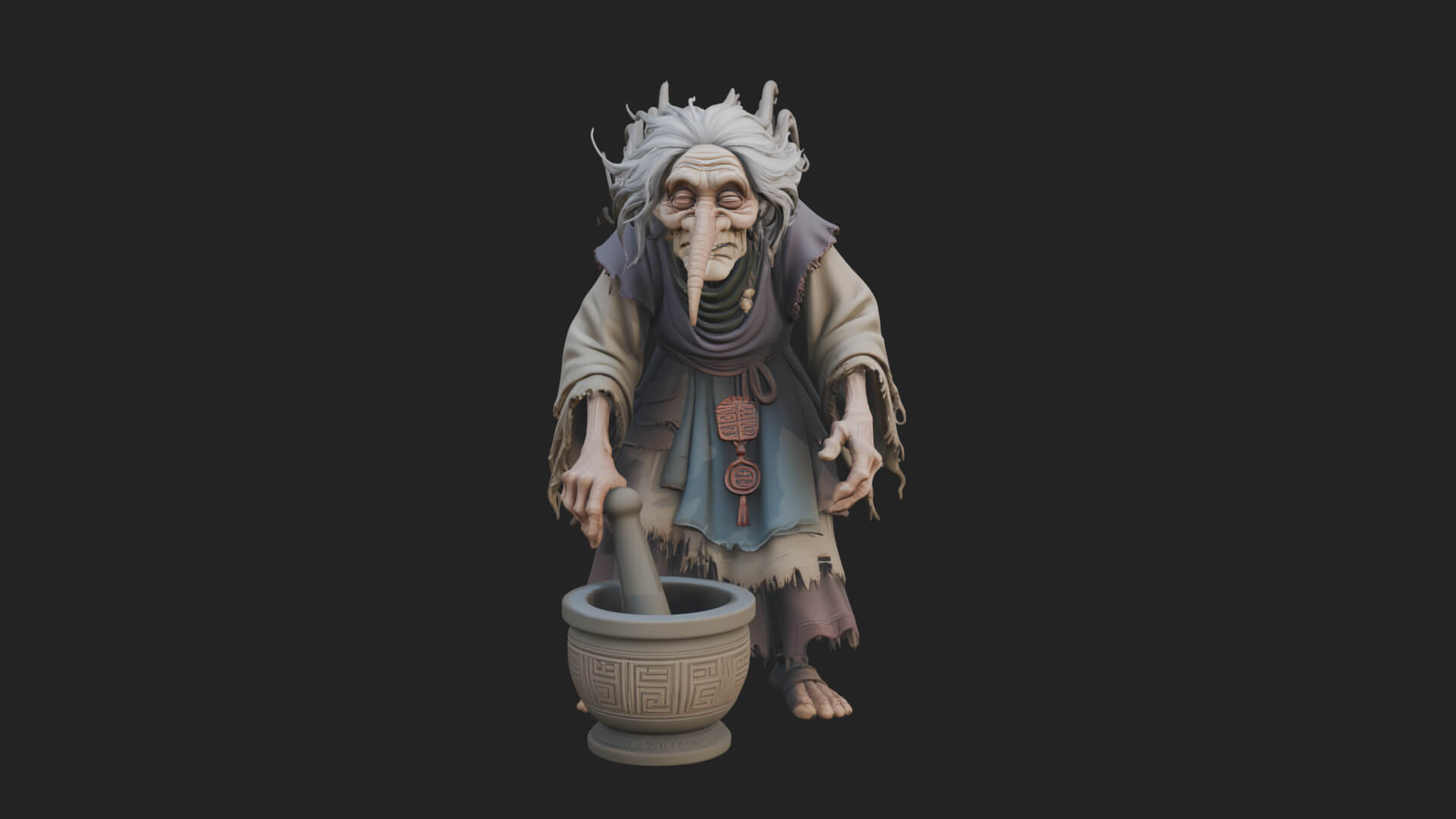 Hunched Hag Sorcerer Statue Design 11 3D Print Model 3D Model