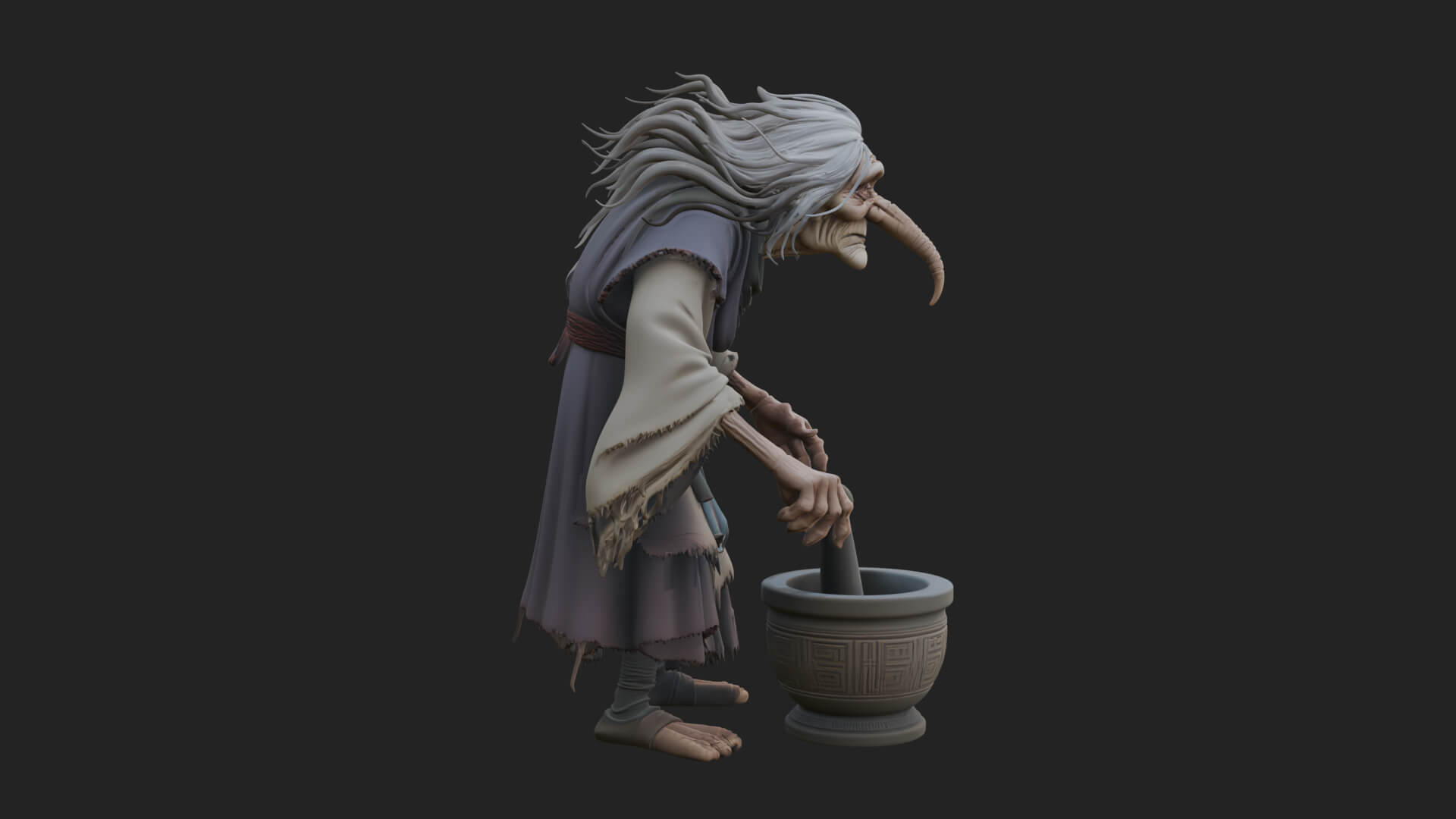 Hunched Hag Sorcerer Statue Design 11 3D Print Model 3D Model