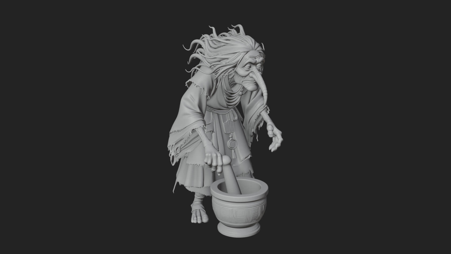 Hunched Hag Sorcerer Statue Design 11 3D Print Model 3D Model