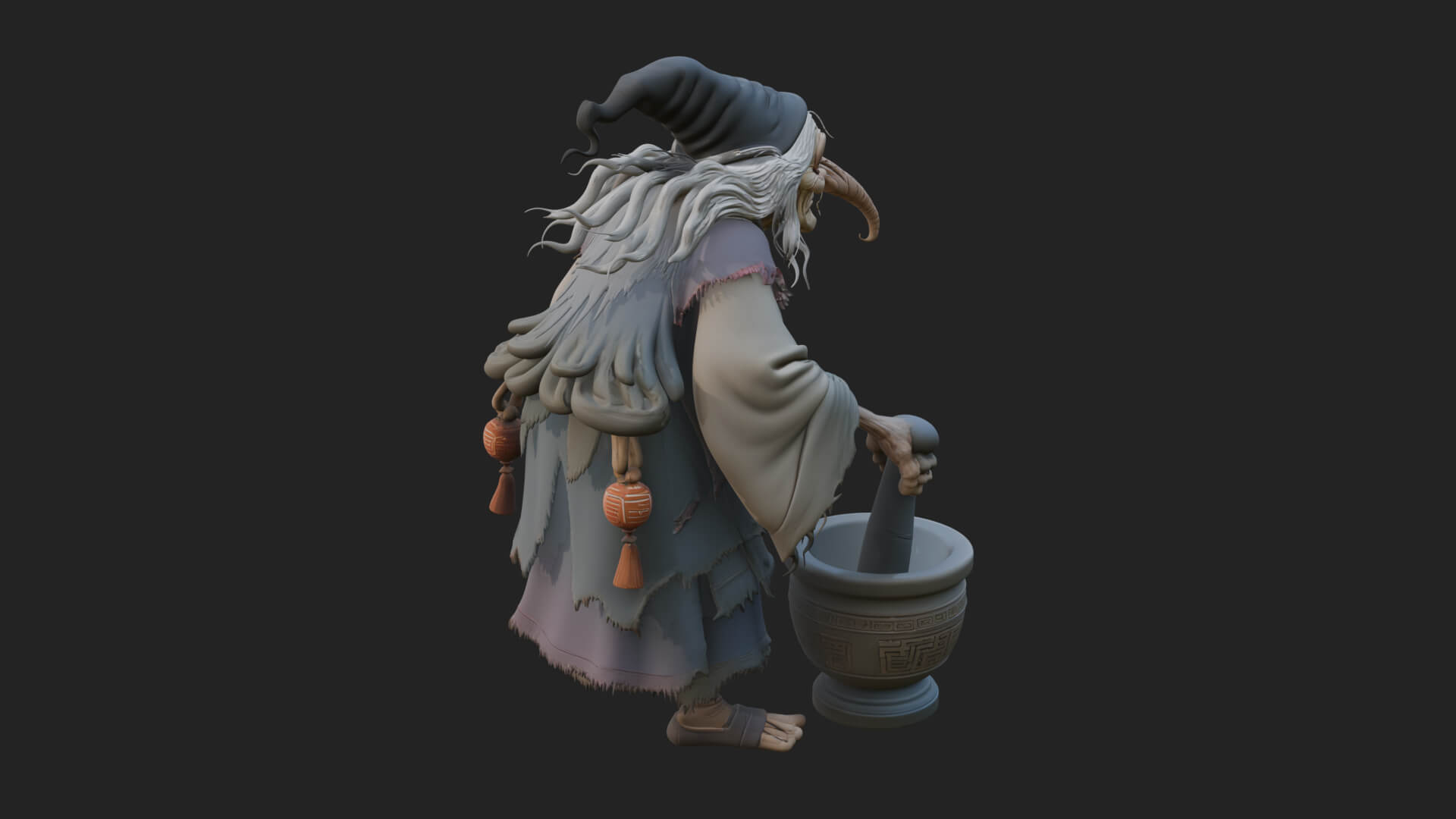 Hunched Hag Sorcerer Statue Design 12 3D Print Model 3D Model