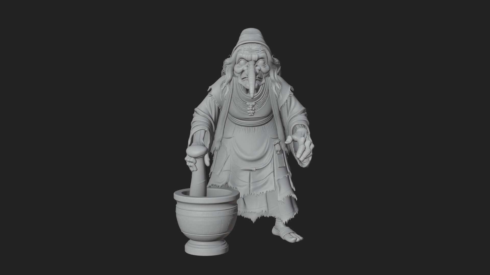 Hunched Hag Sorcerer Statue Design 12 3D Print Model 3D Model
