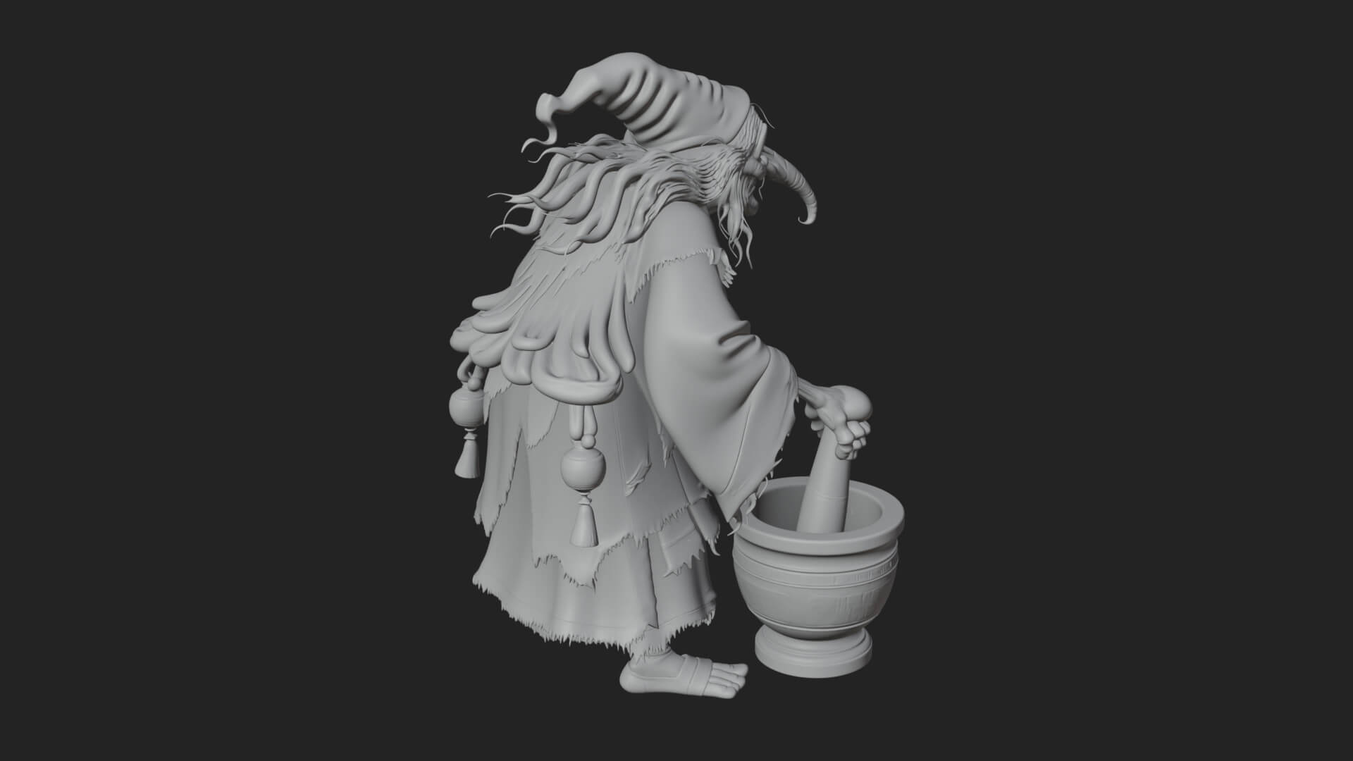 Hunched Hag Sorcerer Statue Design 12 3D Print Model 3D Model