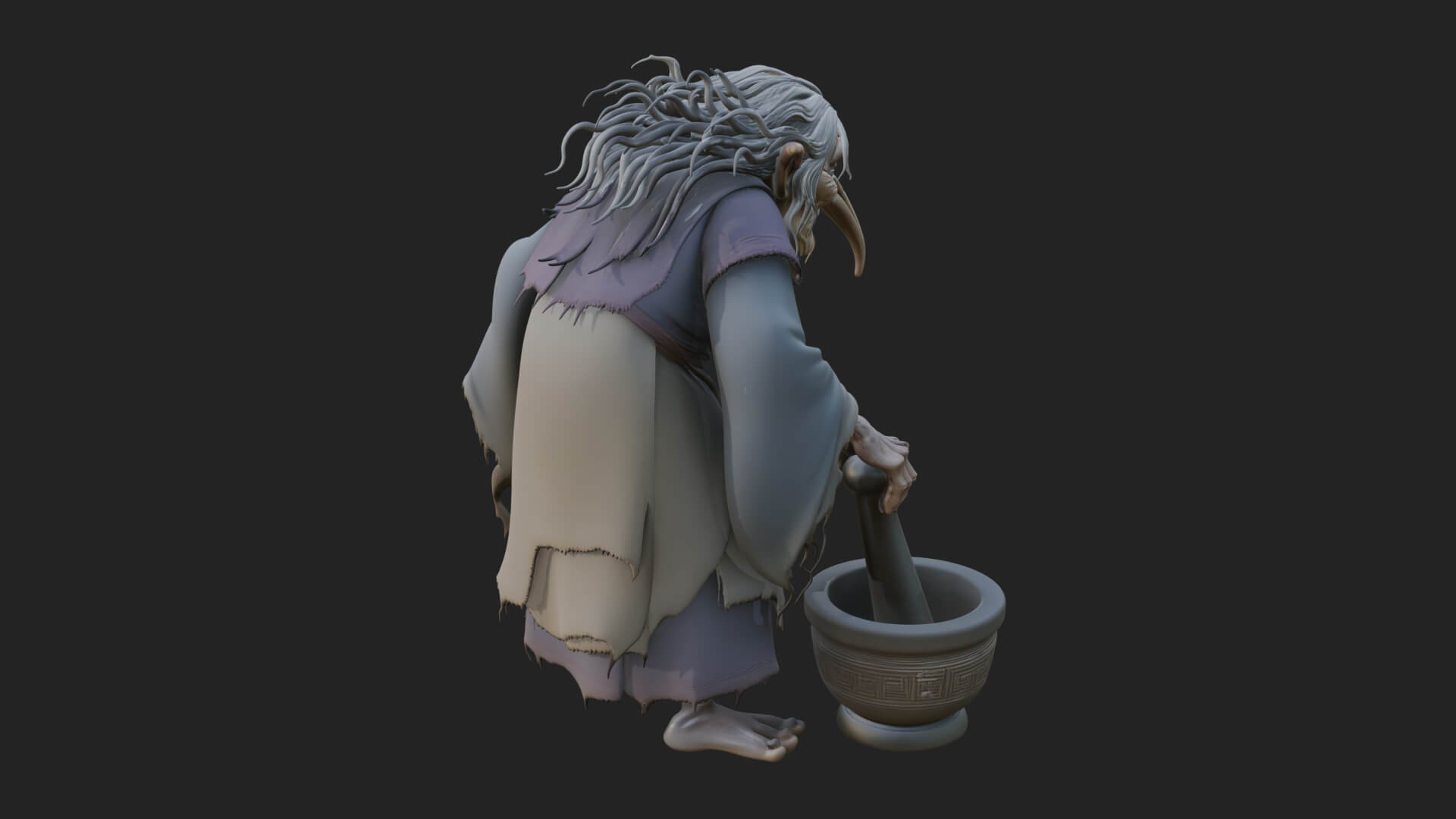 Hunched Hag Sorcerer Statue Design 13 3D Print Model 3D Model