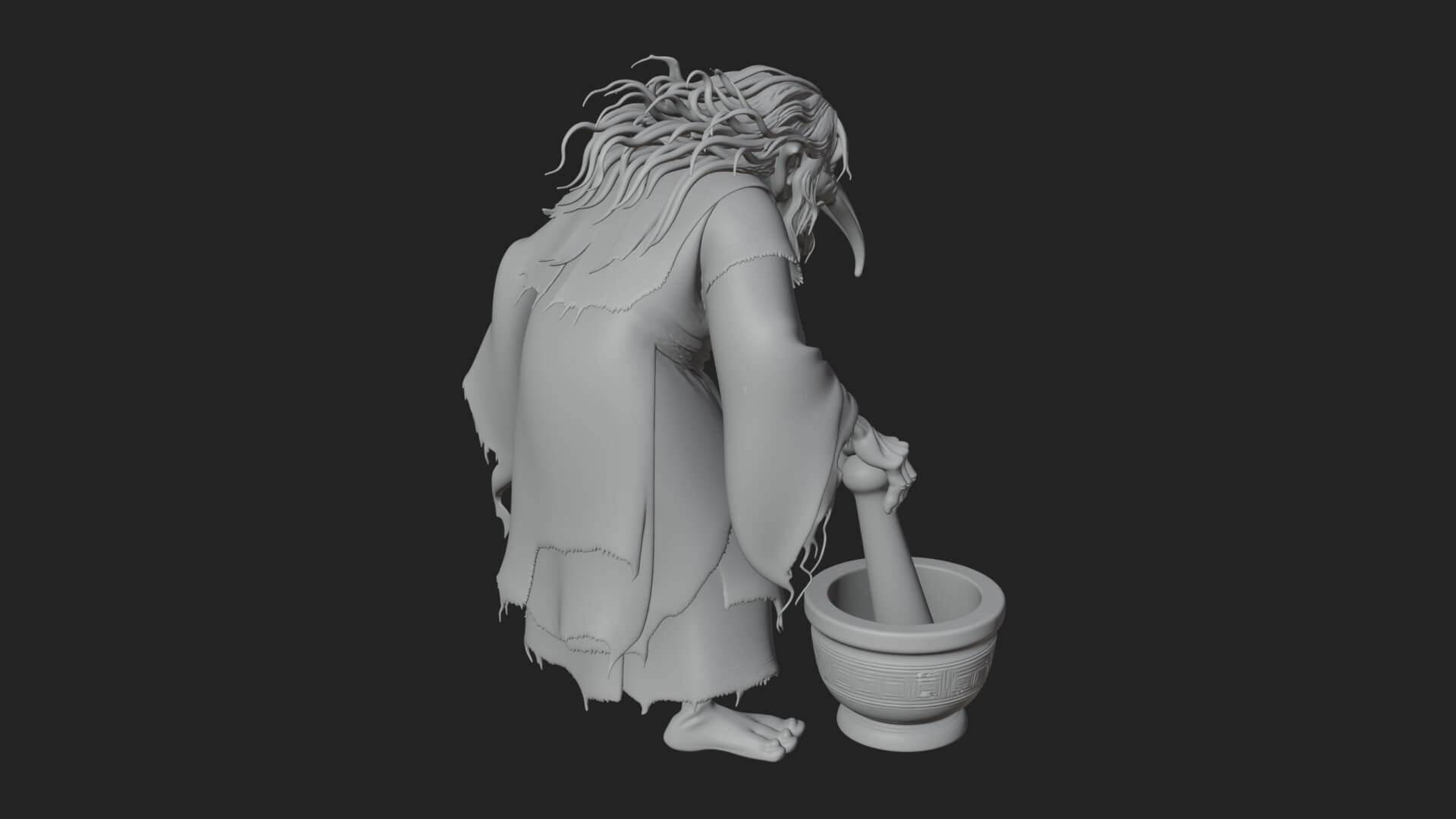 Hunched Hag Sorcerer Statue Design 13 3D Print Model 3D Model