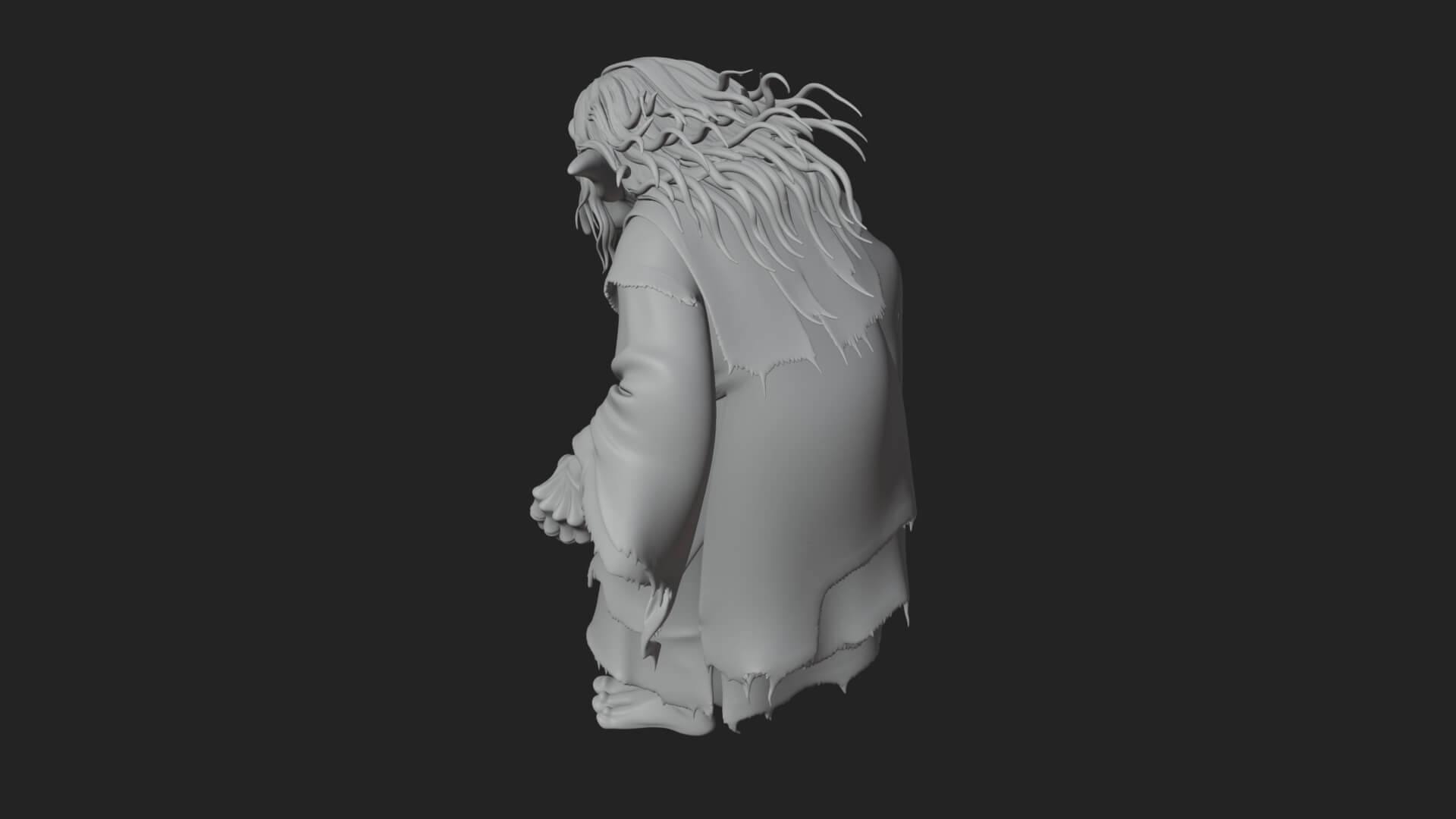 Hunched Hag Sorcerer Statue Design 13 3D Print Model 3D Model