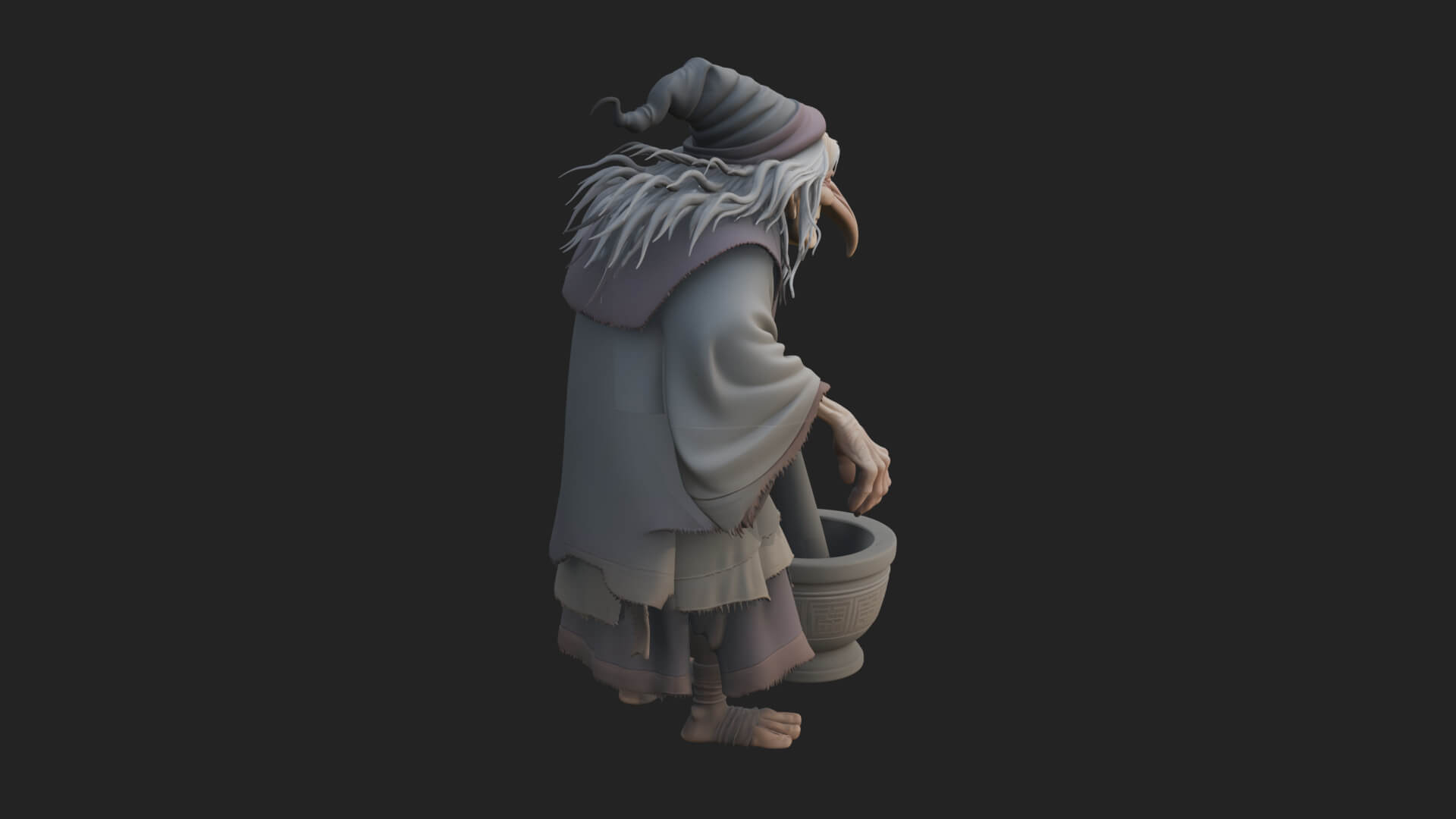Hunched Hag Sorcerer Statue Design 14 3D Print Model 3D Model