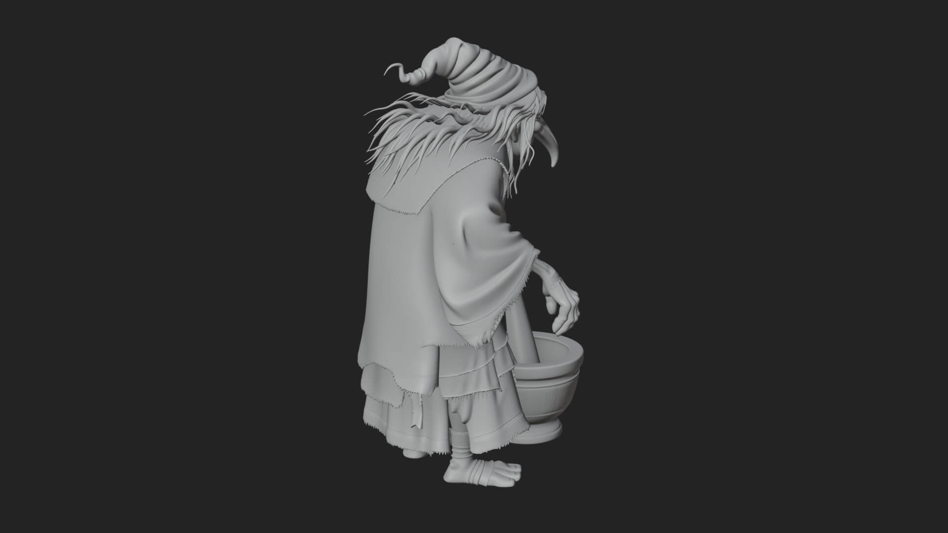 Hunched Hag Sorcerer Statue Design 14 3D Print Model 3D Model
