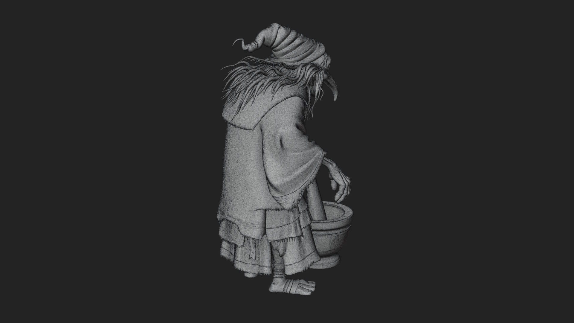 Hunched Hag Sorcerer Statue Design 14 3D Print Model 3D Model