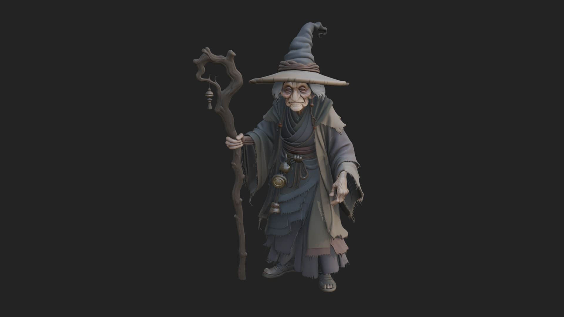 Hunched Hag Sorcerer Statue Design 4 3D Print Model 3D Model