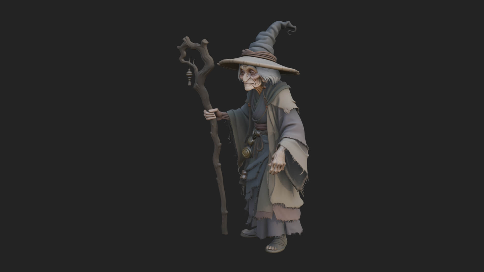Hunched Hag Sorcerer Statue Design 4 3D Print Model 3D Model