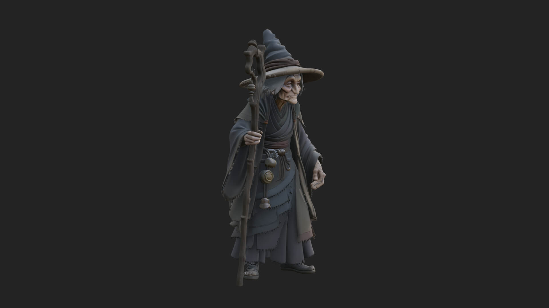 Hunched Hag Sorcerer Statue Design 4 3D Print Model 3D Model