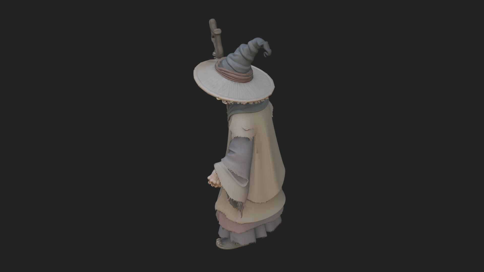 Hunched Hag Sorcerer Statue Design 4 3D Print Model 3D Model
