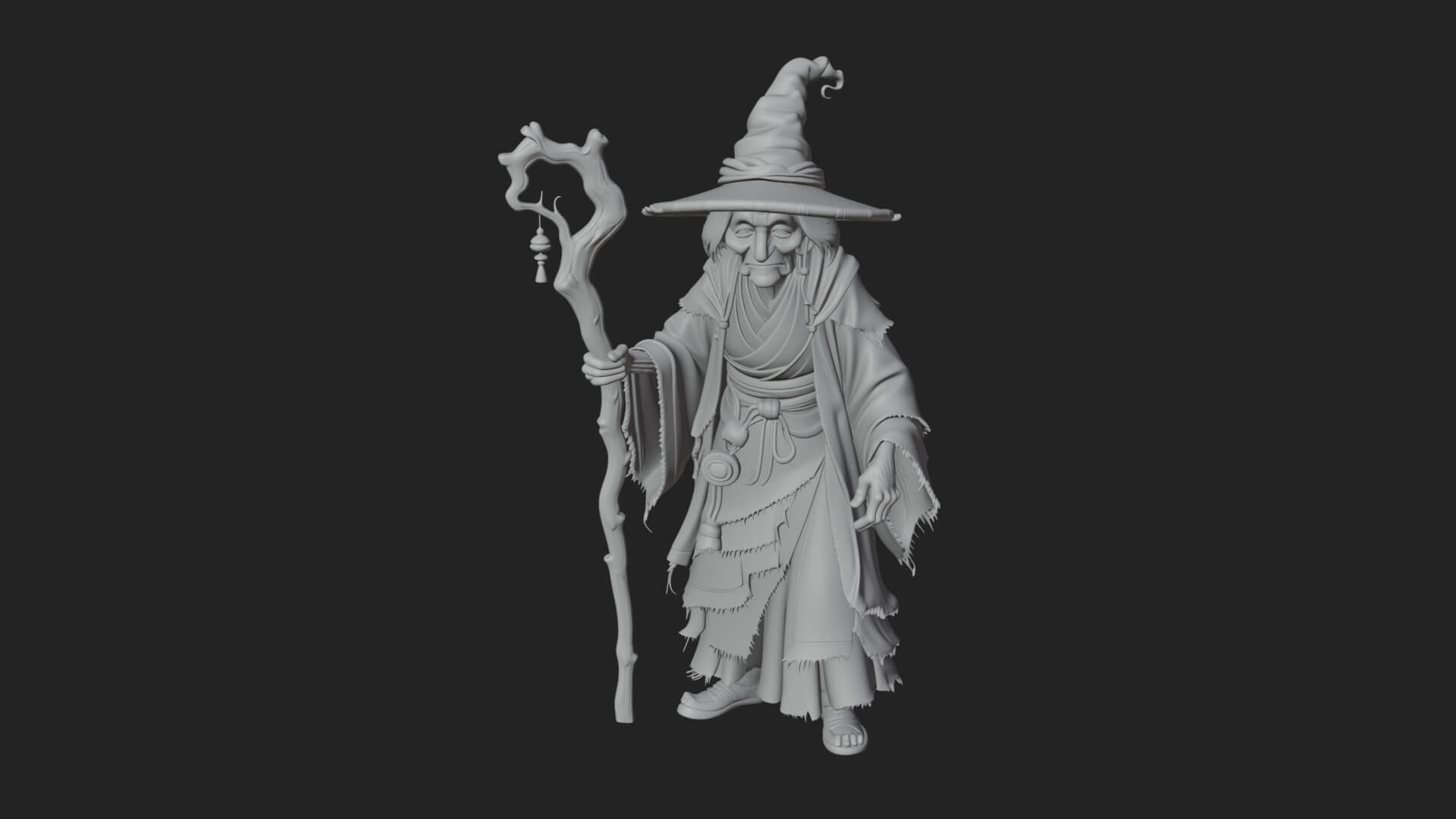 Hunched Hag Sorcerer Statue Design 4 3D Print Model 3D Model