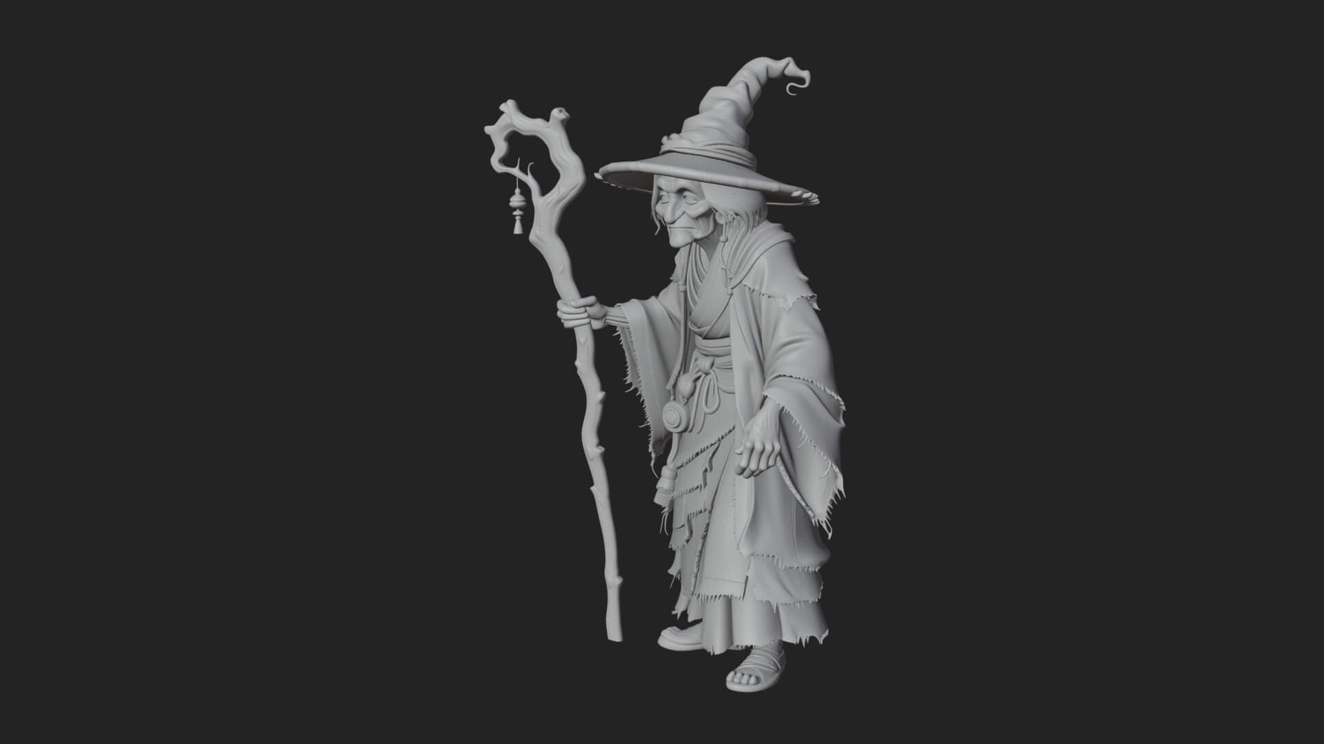 Hunched Hag Sorcerer Statue Design 4 3D Print Model 3D Model