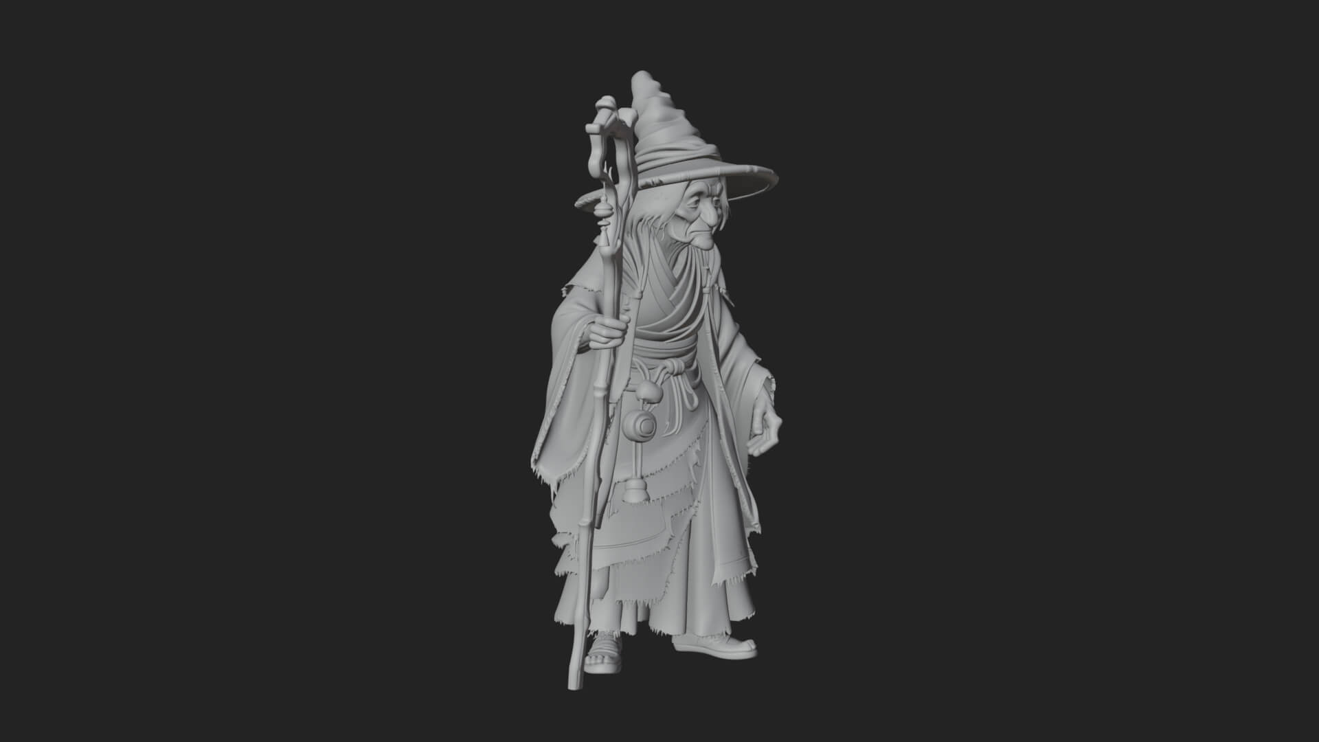 Hunched Hag Sorcerer Statue Design 4 3D Print Model 3D Model