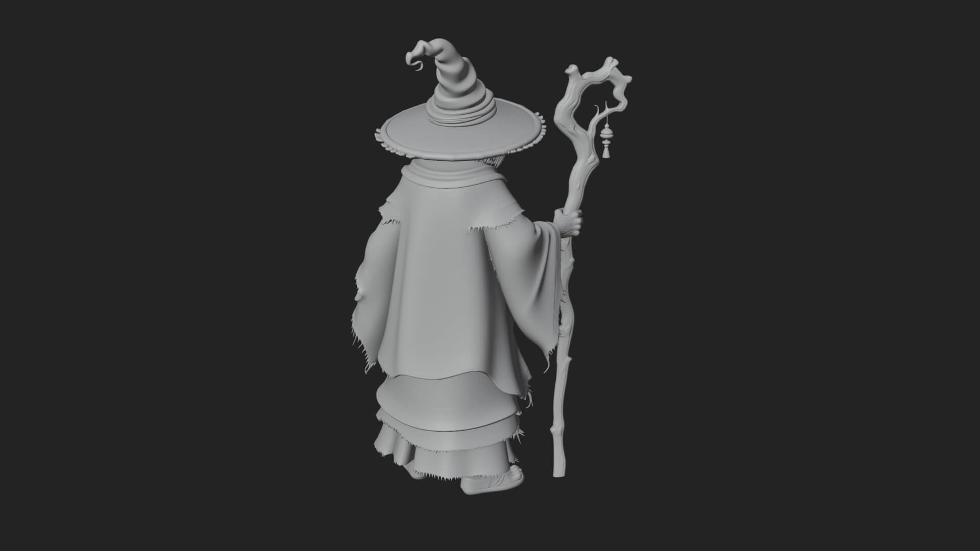 Hunched Hag Sorcerer Statue Design 4 3D Print Model 3D Model
