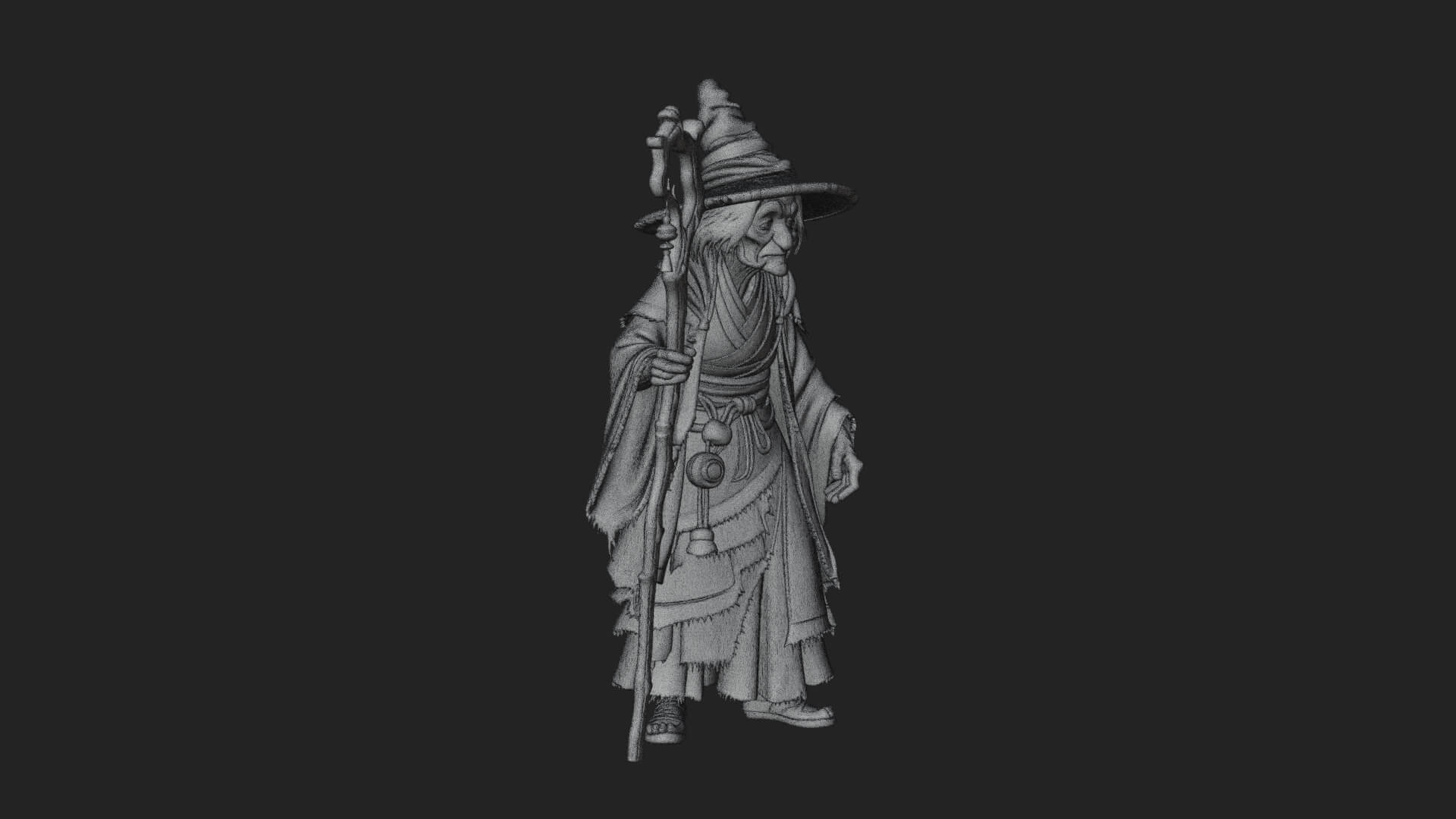 Hunched Hag Sorcerer Statue Design 4 3D Print Model 3D Model