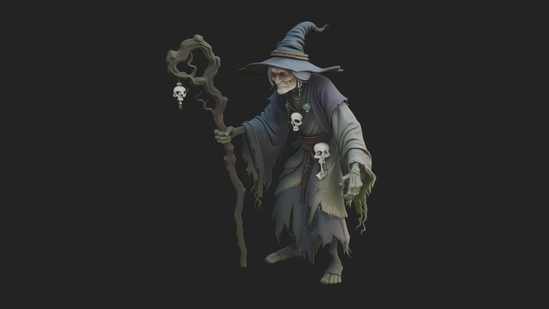 Hunched Hag Sorcerer Statue Design 5 3D Print Model 3D Model