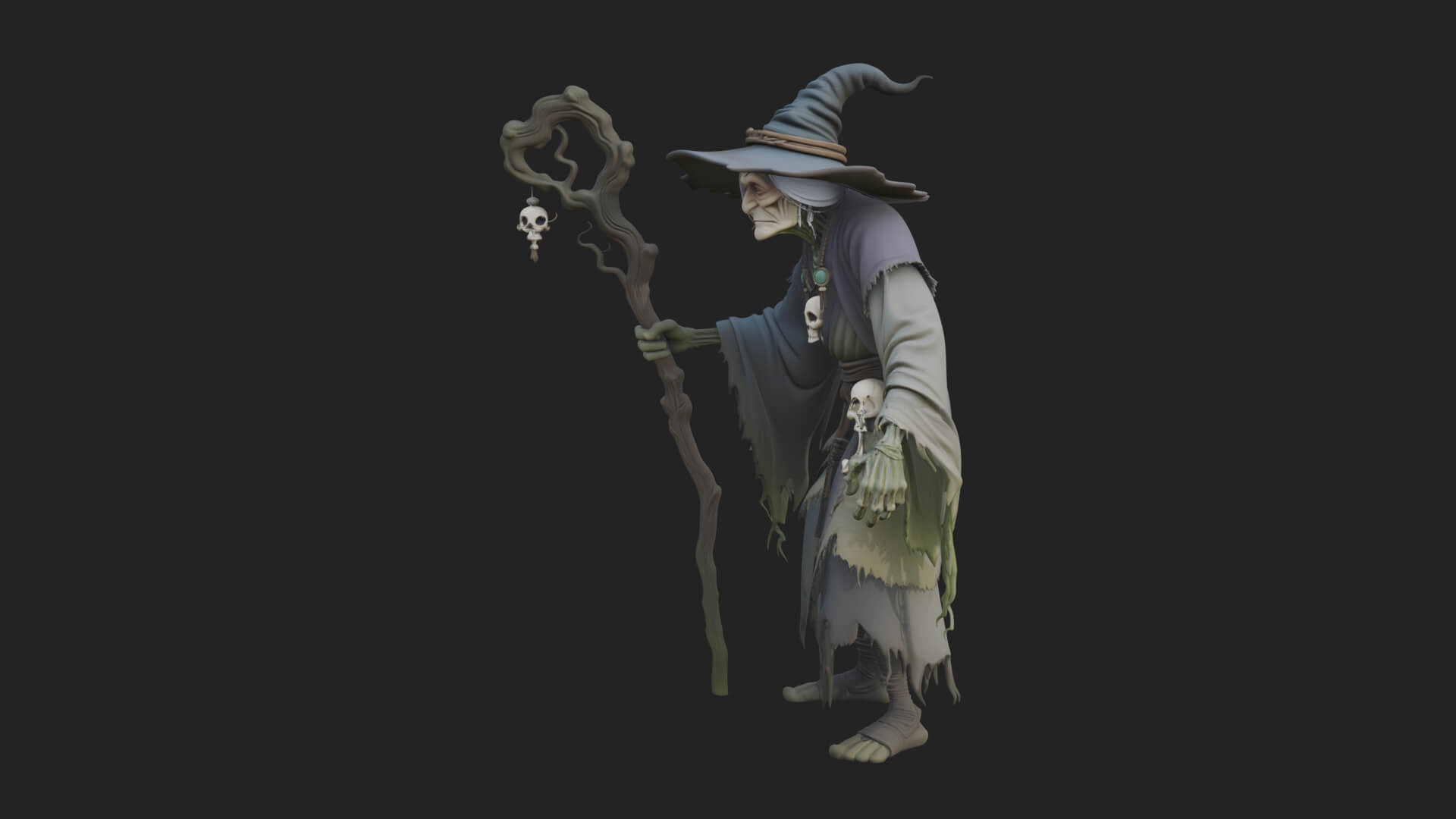 Hunched Hag Sorcerer Statue Design 5 3D Print Model 3D Model