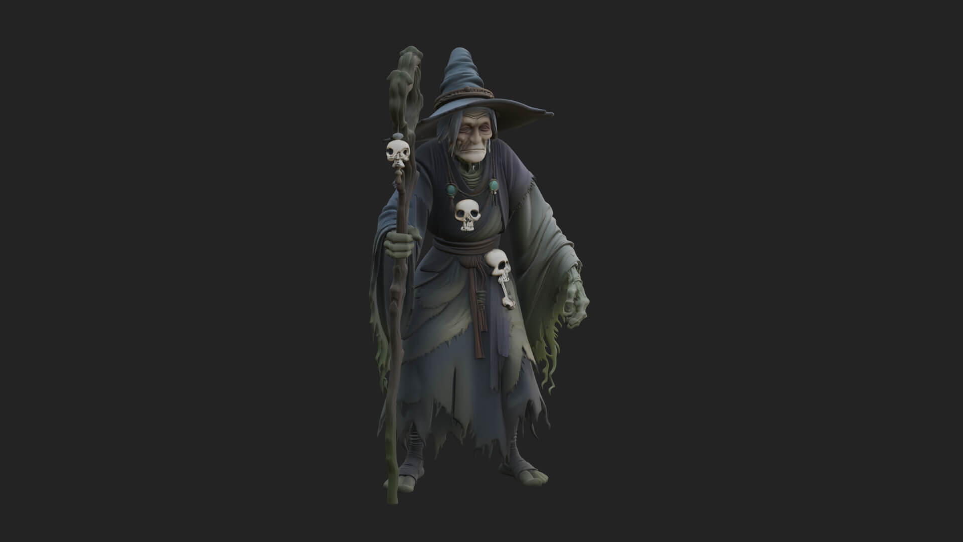 Hunched Hag Sorcerer Statue Design 5 3D Print Model 3D Model