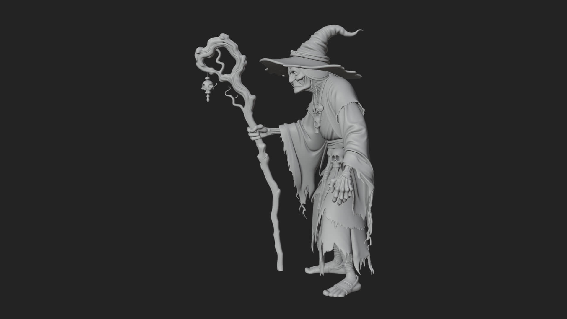 Hunched Hag Sorcerer Statue Design 5 3D Print Model 3D Model