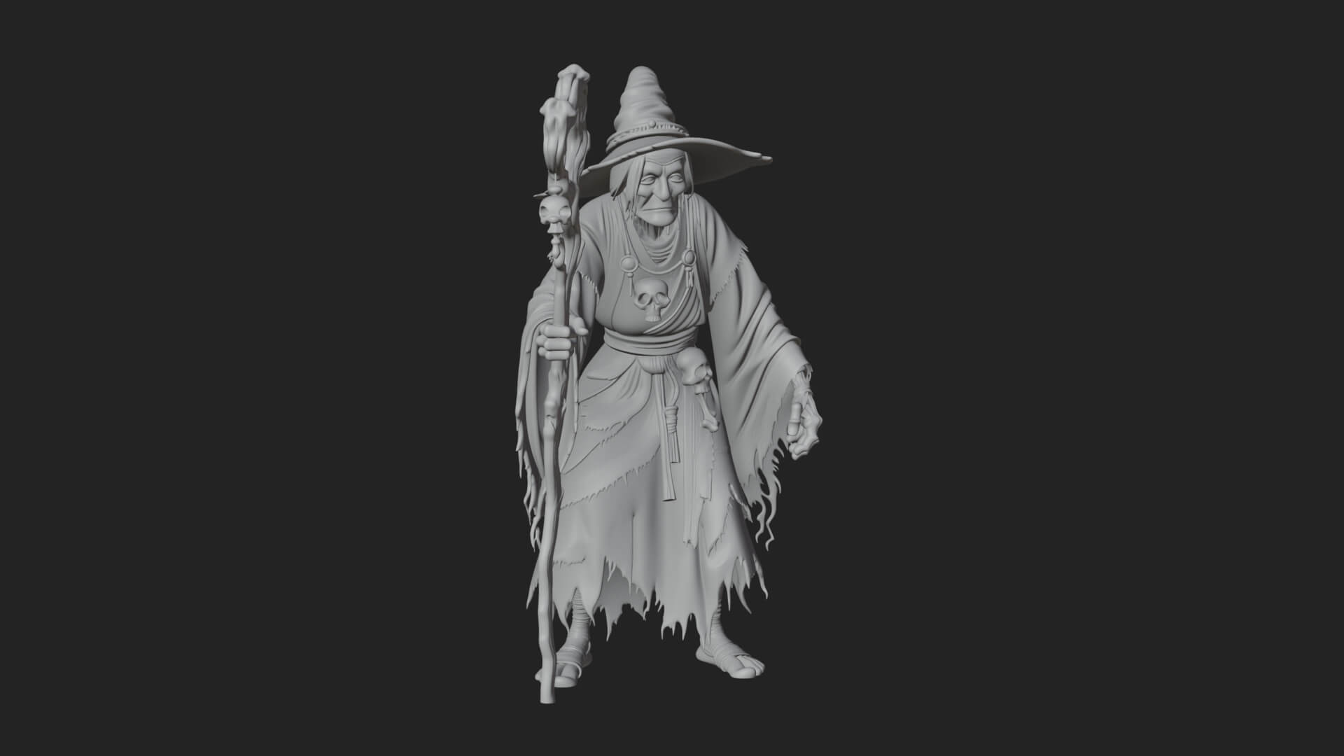 Hunched Hag Sorcerer Statue Design 5 3D Print Model 3D Model