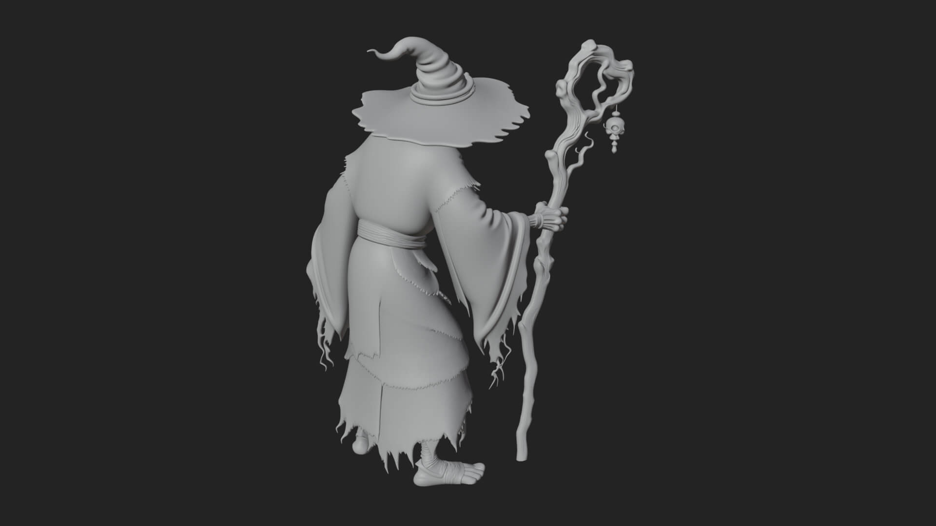 Hunched Hag Sorcerer Statue Design 5 3D Print Model 3D Model