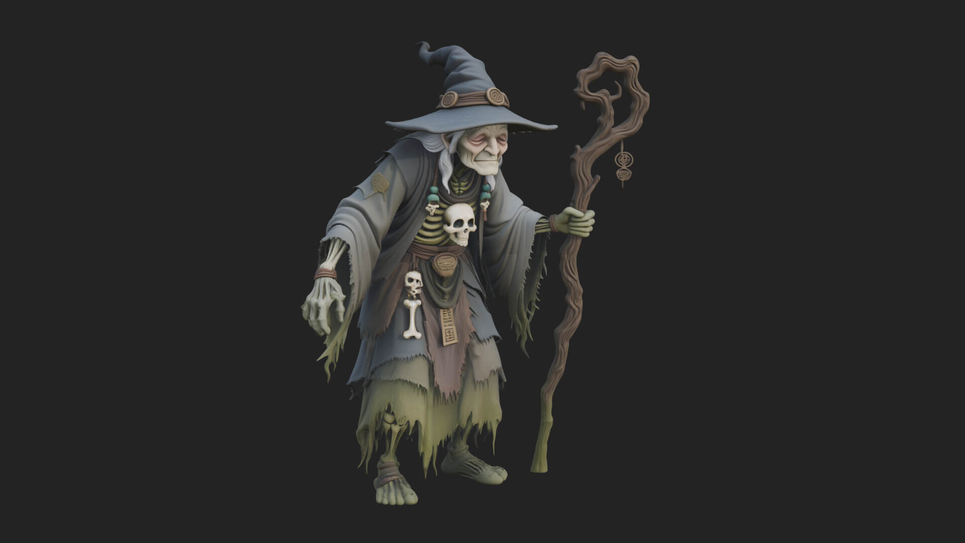 Hunched Hag Sorcerer Statue Design 6 3D Print Model 3D Model