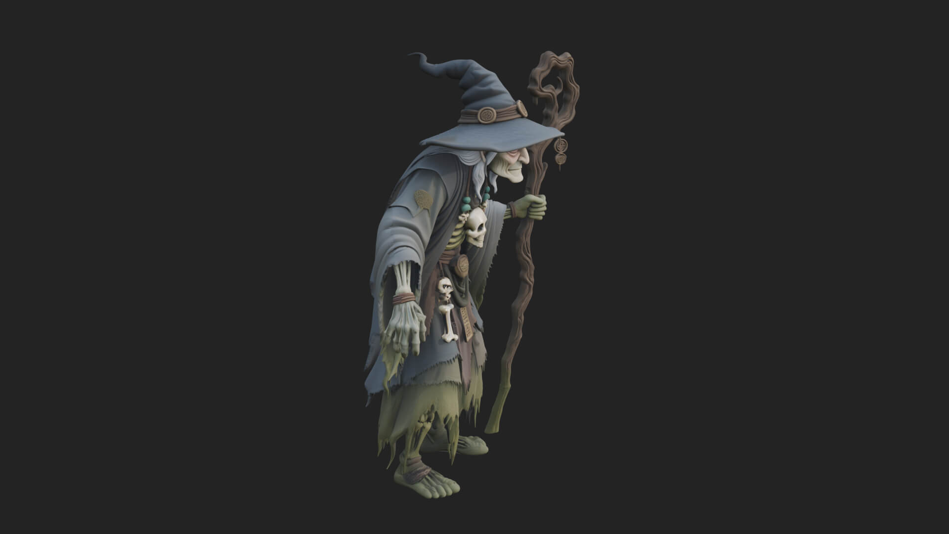 Hunched Hag Sorcerer Statue Design 6 3D Print Model 3D Model