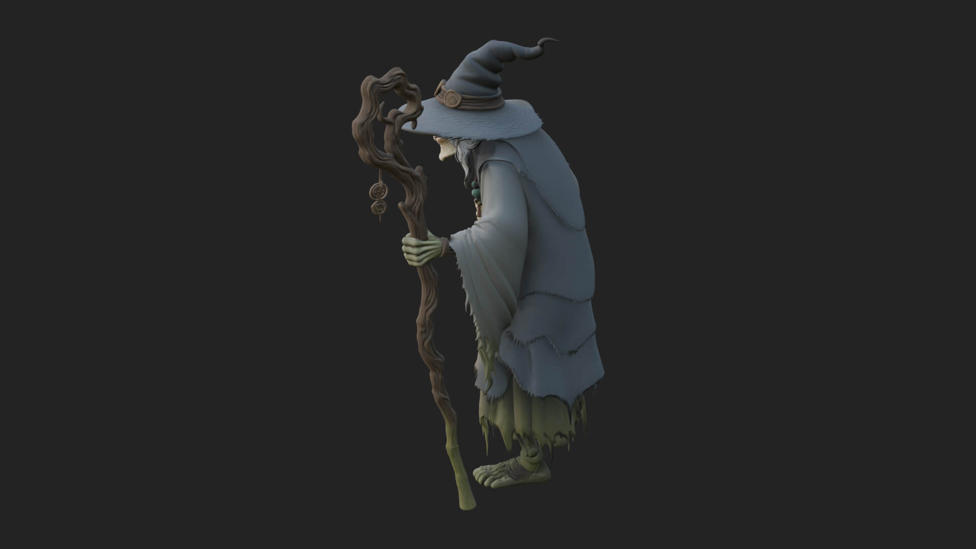 Hunched Hag Sorcerer Statue Design 6 3D Print Model 3D Model