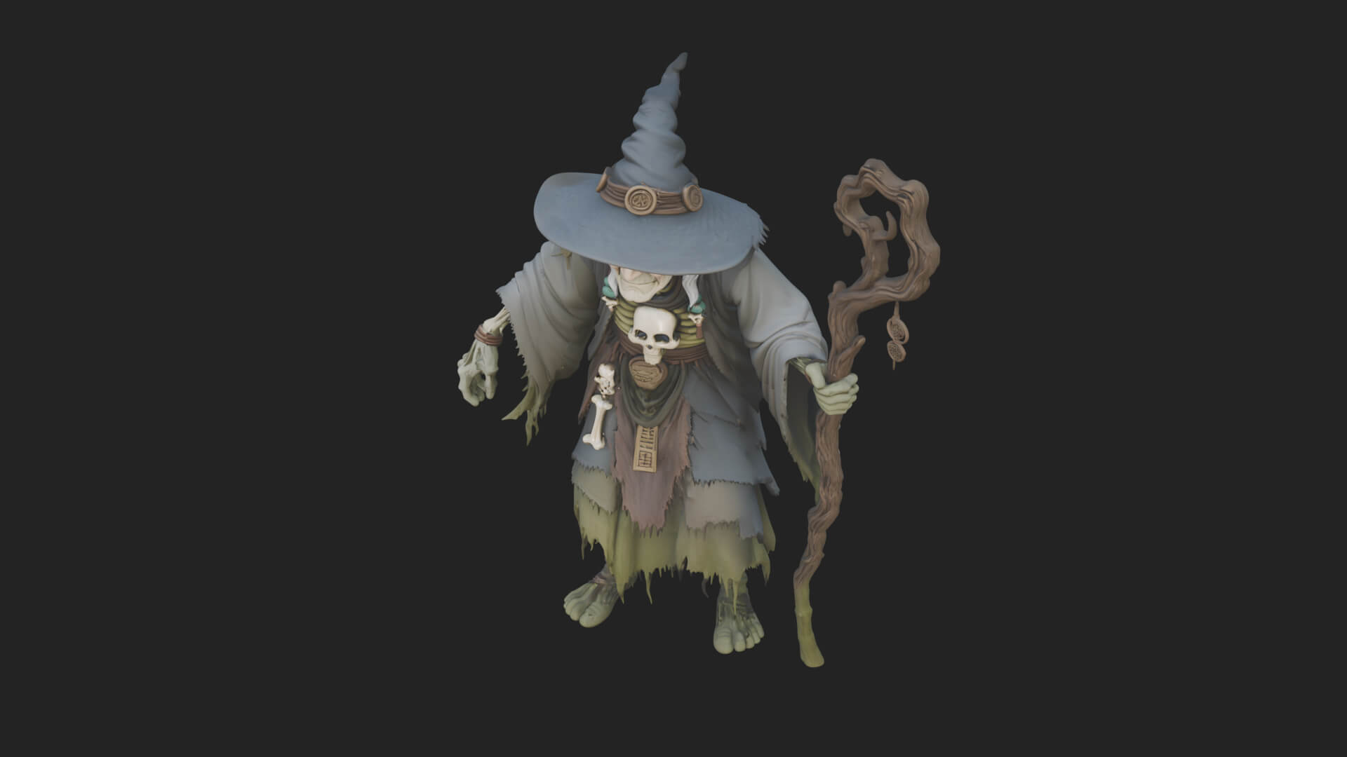 Hunched Hag Sorcerer Statue Design 6 3D Print Model 3D Model