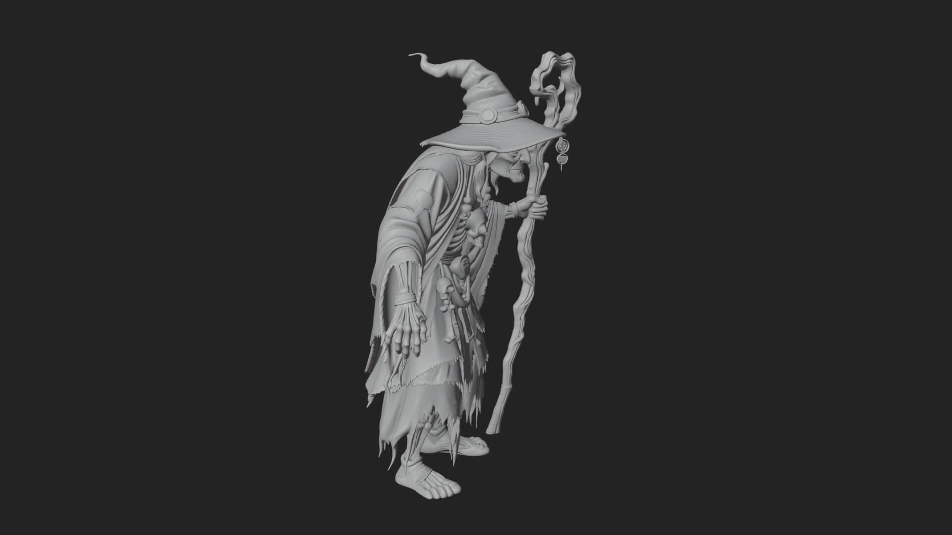 Hunched Hag Sorcerer Statue Design 6 3D Print Model 3D Model