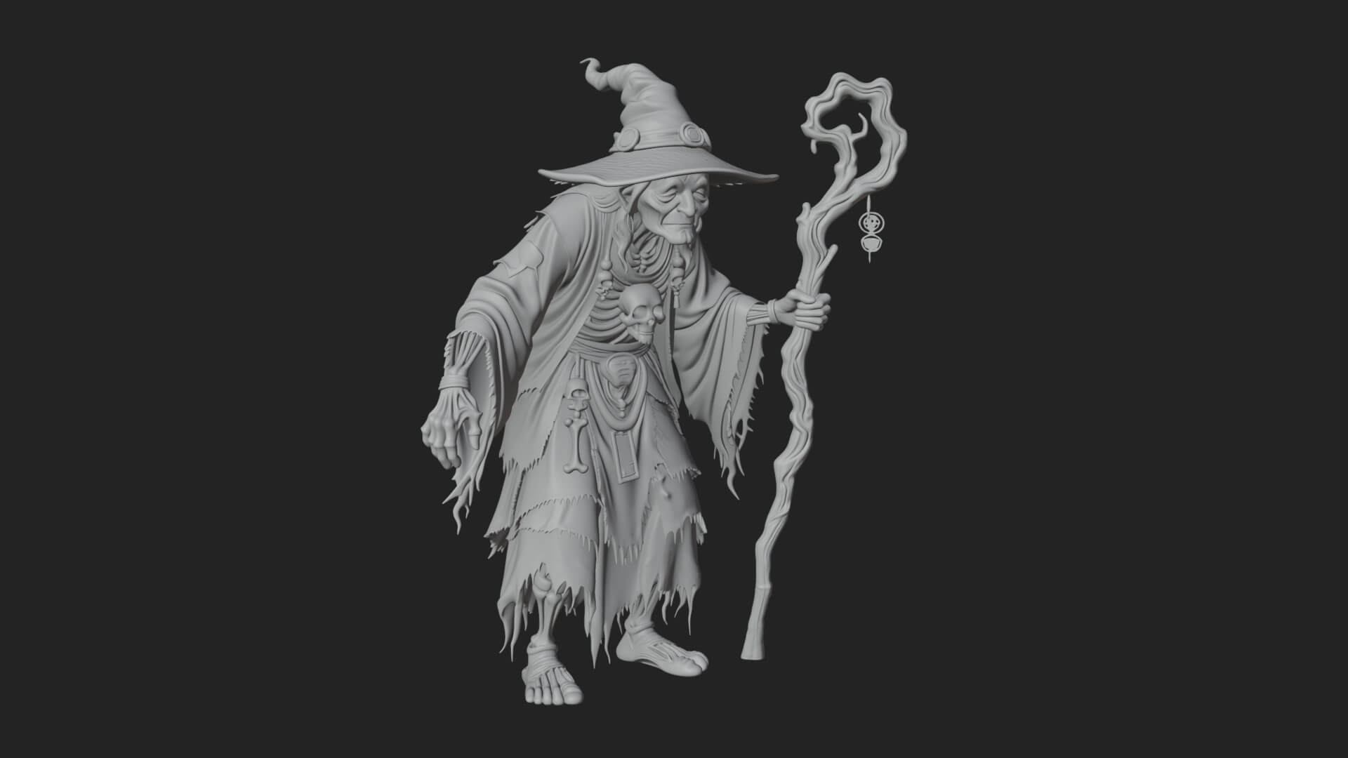 Hunched Hag Sorcerer Statue Design 6 3D Print Model 3D Model