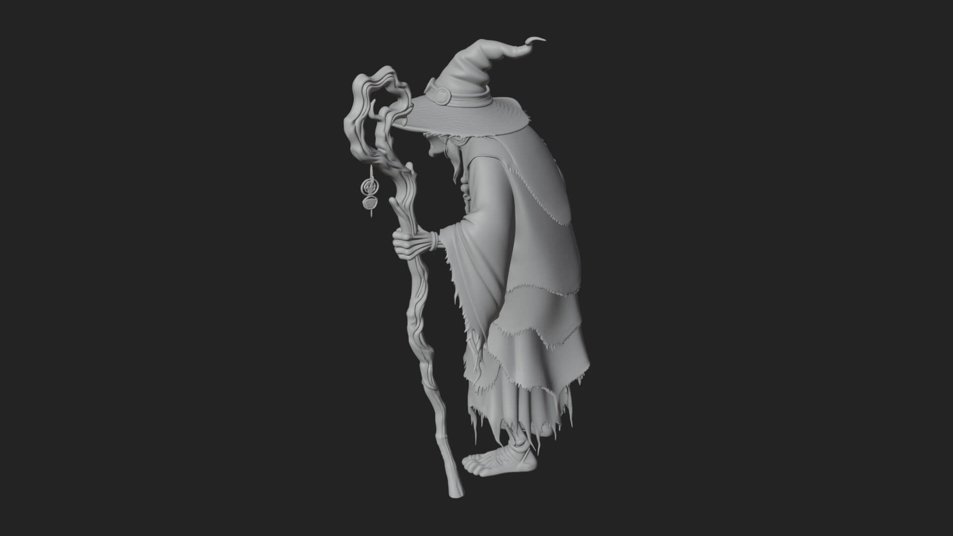 Hunched Hag Sorcerer Statue Design 6 3D Print Model 3D Model