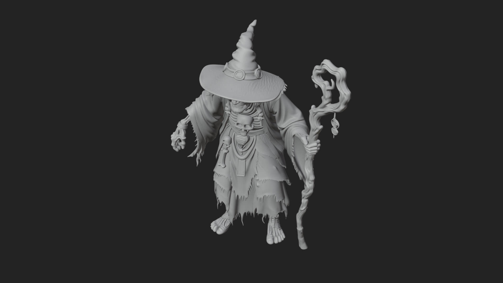 Hunched Hag Sorcerer Statue Design 6 3D Print Model 3D Model