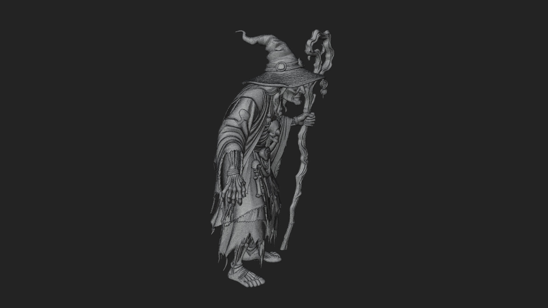 Hunched Hag Sorcerer Statue Design 6 3D Print Model 3D Model