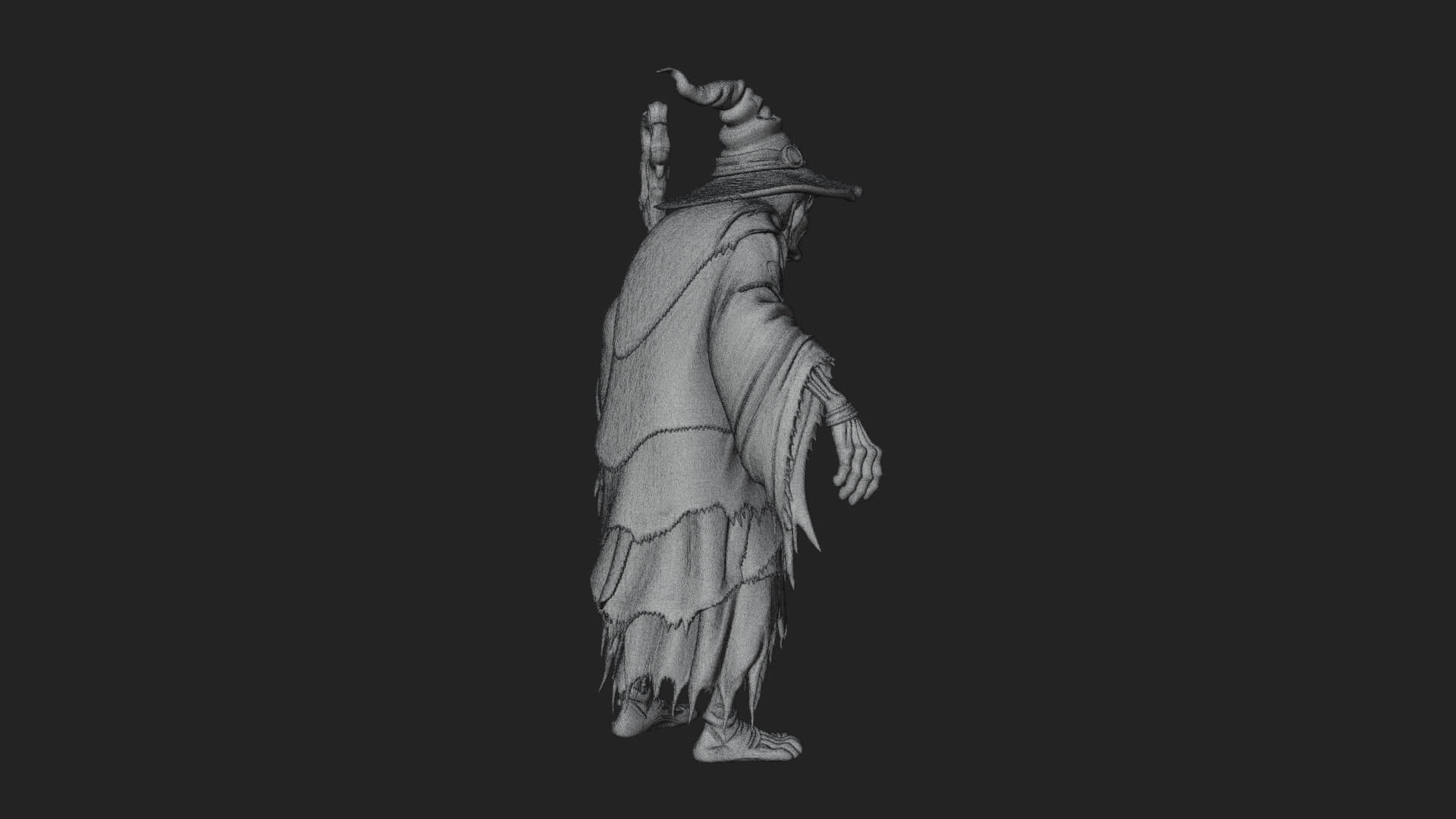 Hunched Hag Sorcerer Statue Design 6 3D Print Model 3D Model