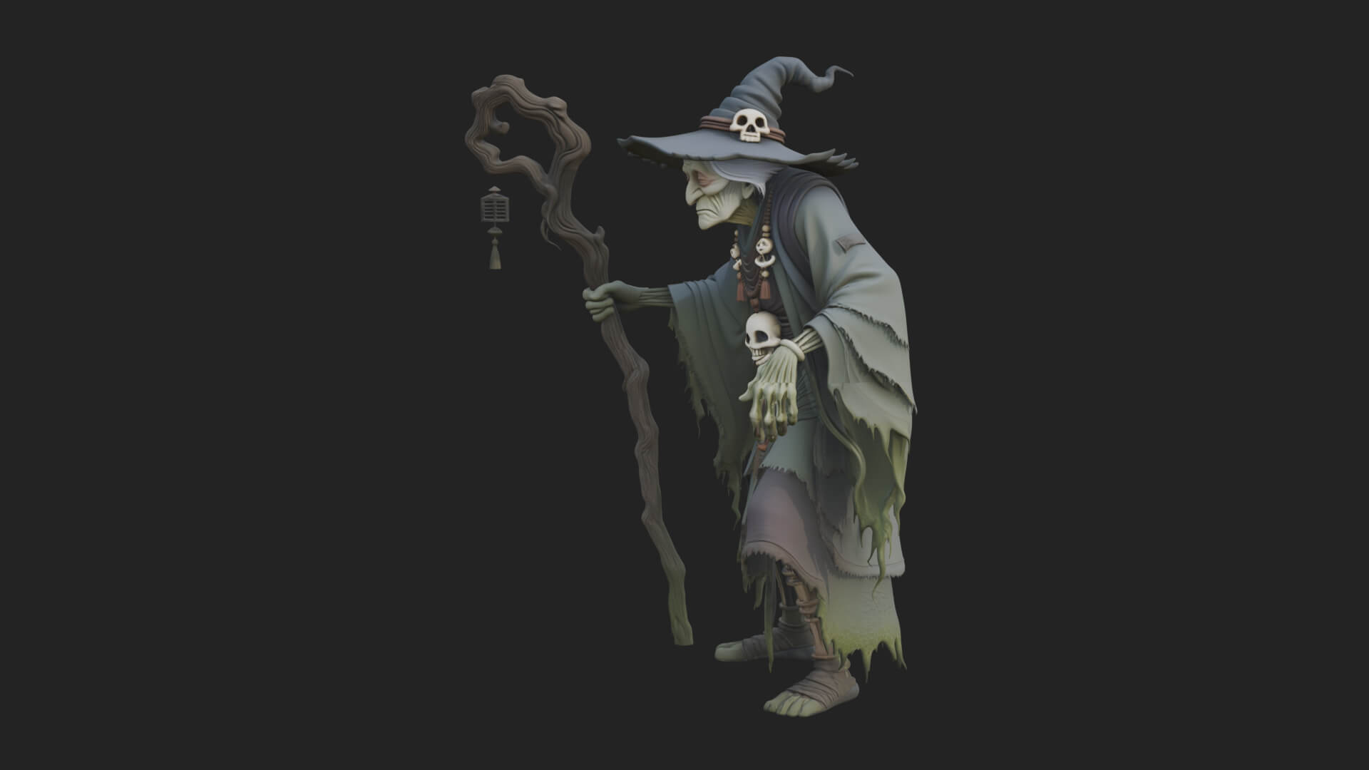 Hunched Hag Sorcerer Statue Design 7 3D Print Model 3D Model