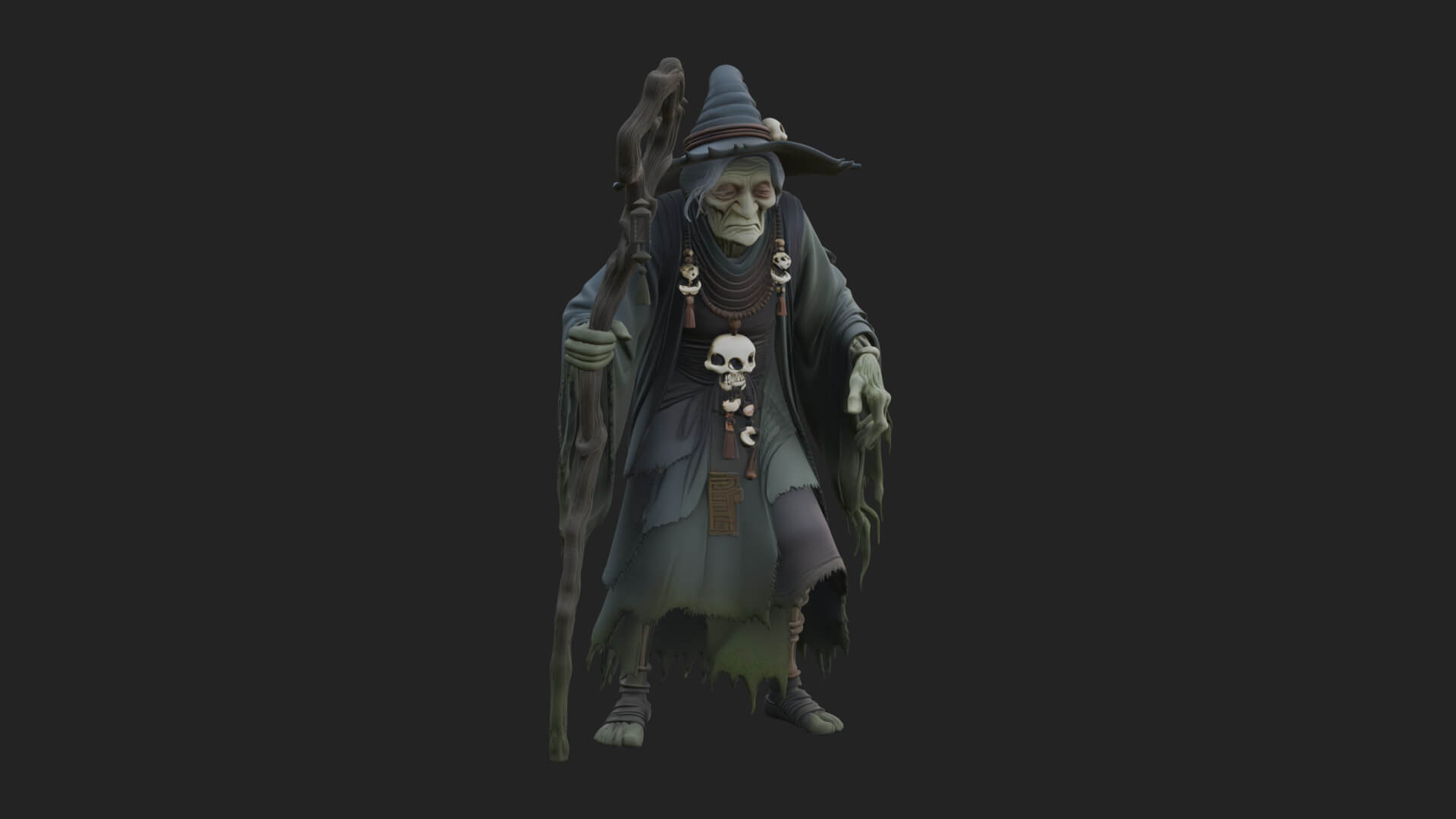 Hunched Hag Sorcerer Statue Design 7 3D Print Model 3D Model