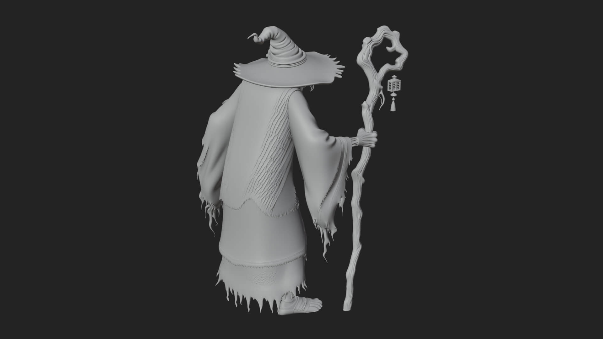 Hunched Hag Sorcerer Statue Design 7 3D Print Model 3D Model