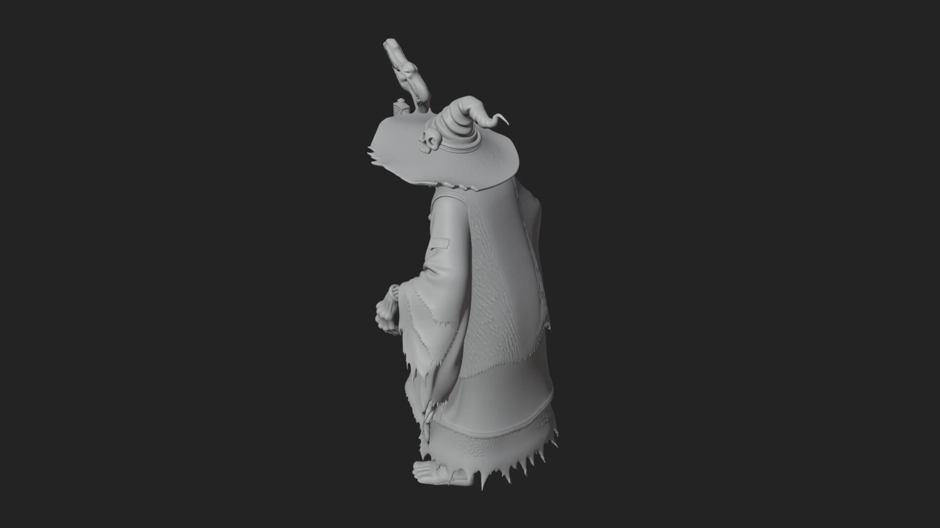 Hunched Hag Sorcerer Statue Design 7 3D Print Model 3D Model