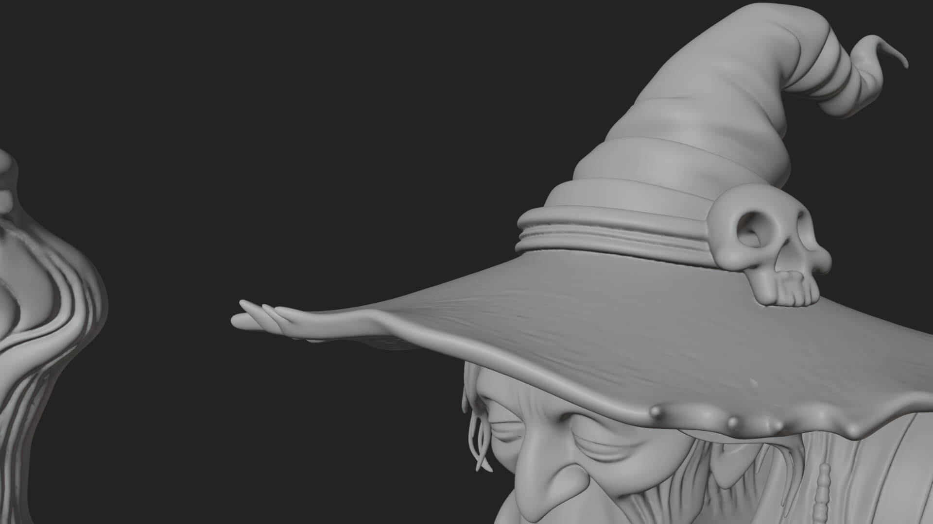 Hunched Hag Sorcerer Statue Design 7 3D Print Model 3D Model