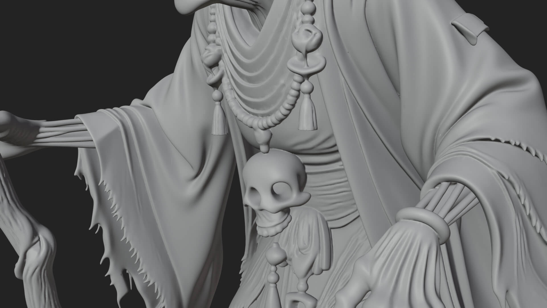 Hunched Hag Sorcerer Statue Design 7 3D Print Model 3D Model