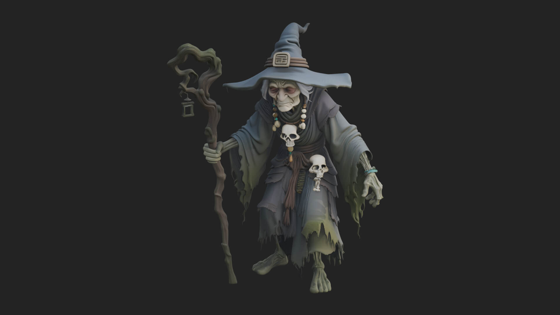 Hunched Hag Sorcerer Statue Design 8 3D Print Model 3D Model