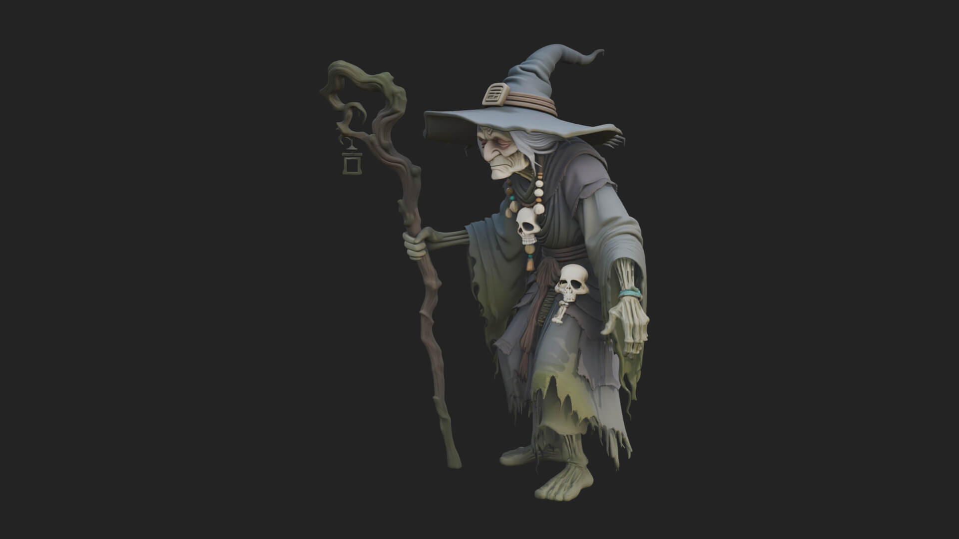 Hunched Hag Sorcerer Statue Design 8 3D Print Model 3D Model